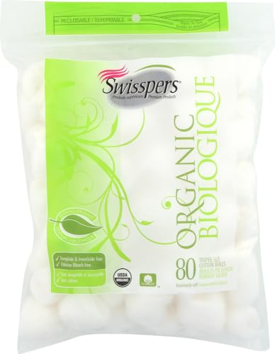 Organic Essentials Triple Size Cotton Balls - 80 Count (Pack of 3)