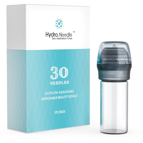 Hydra Microneedle Stamp with 30 Pins, Adjustable Liquid Dispensing (3 Settings), 10ml Container ? Ideal for Serums and Skin Care Applications