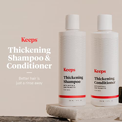 Keeps Hair Thickening Shampoo & Conditioner Set - Treatment for Thinning Hair and Hair Loss - Regrowth for Fuller, Thicker Looking Hair - Infused with Biotin, Caffeine, & Saw Palmetto