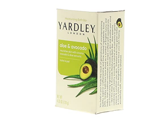 Yardley London Aloe and Avocado Naturally Moisturizing Bath Bar 4.0 oz (Pack of 12)