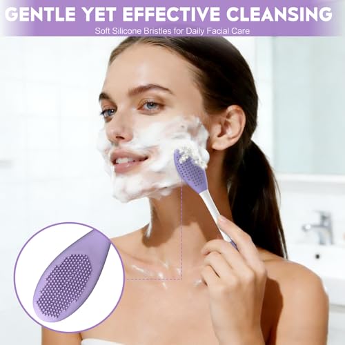 Silicone Pore Cleansing Brush Kit with Mask Spatula & Massage Tool - Dual-Ended Face Care
