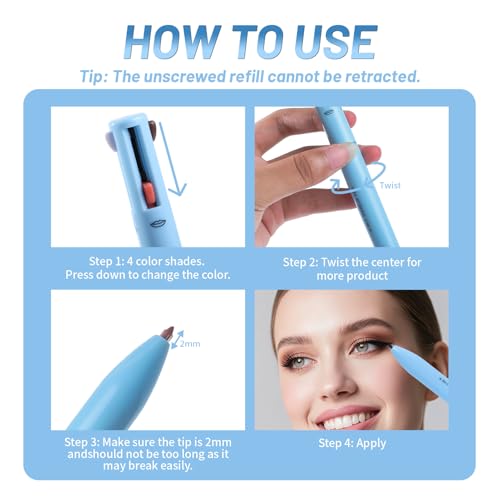4-in-1 Makeup Pen - Eyeliner, Eyebrow, Lip Liner & Highlighter