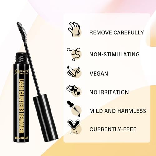 QUEWEL 12mL Cluster Eyelashes Bond Seal and Remover Kit, Eyelash Clusters Black Glue and DIY Eyelash Extensions Remover (bond seal remover)