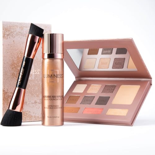 Luminess Face Time All-In-One Makeup Kit Light Medium - Includes Face Palette, Airbrush Foundation & Brush