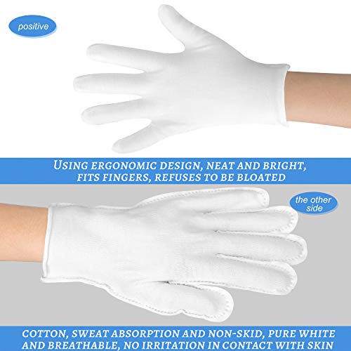 White Cotton Gloves for Dry Hands & Overnight Moisturizing (30 Pcs)