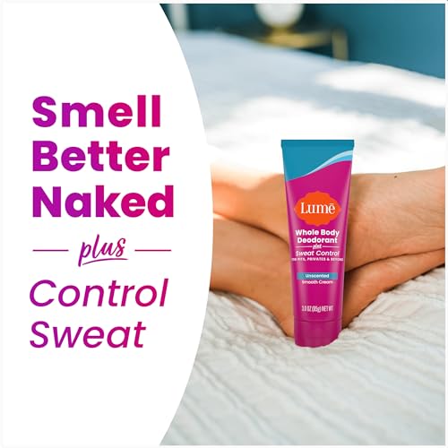 Lume Whole Body Deodorant Plus Sweat Control - Smooth Cream Tube - 72 Hour Odor And Sweat Control - Baking Soda Free, Skin Loving - 3.0 ounce (Unscented)