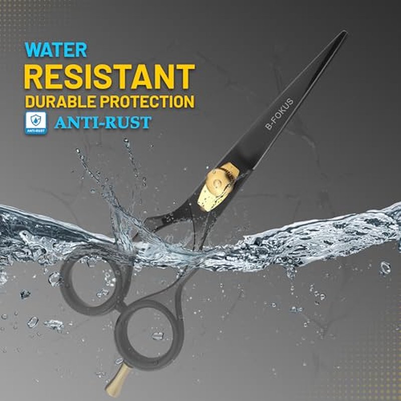 5.5¡± Hair Cutting Scissors for Hair, Mustache & Beard - Black Mustache and Beard Scissors for All Type Facial Hairs, Beard and Mustache Scissors with Pouch, Tweezers, Beard Comb and Mustache Comb.