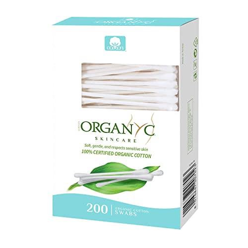 Organyc Organic Cotton Swabs 200 Count - Hypoallergenic, Biodegradable