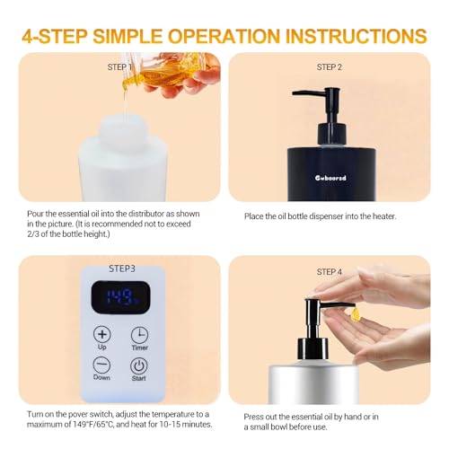 oil warmer for massage, Massage Oil Warmer, lotion Warmer for Spa, Salon and Barber Shops,with 2 Oil Bottle Dispenser,with 1 Grey funnel,Atmosphere lights,Temperature control,Time delay start,White