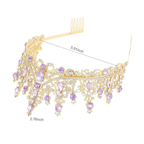Gold Princess Crown Tiara with Crystals for Women