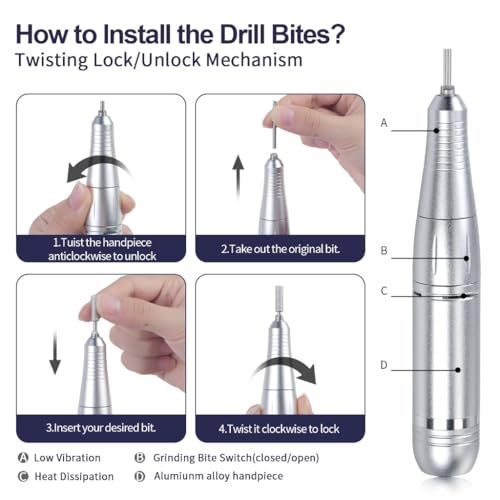 45000RPM Electric Nail Drill - Cordless Rechargeable Manicure Set