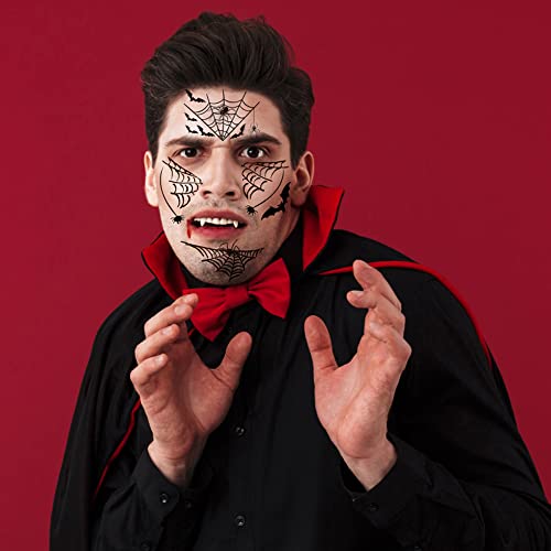 6 Sheet Halloween Spider Bat Temporary Tattoo Stickers