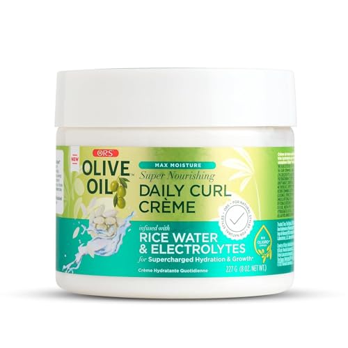 ORS Olive Oil Max Moisture Super Nourishing Daily Curl Cr?me infused with Rice Water & Electrolytes for Supercharged Hydration & Growth (8.0 oz)