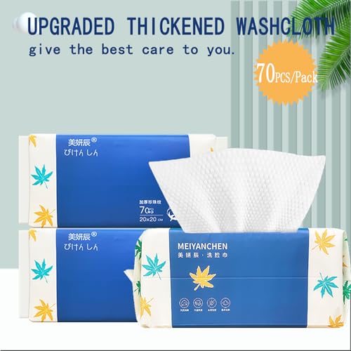 Disposable Face Towel 140 Count, Extra Thick Soft Cotton Facial Dry Wipes, Face Towelettes Disposable Multi-Purpose for Skin Care, Makeup Remover, Face Wipes and Facial Cleansing