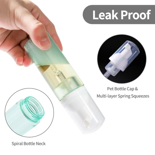 3-Pack Foam Pump Bottles, 60ml Travel Size Refillable Soap Dispensers