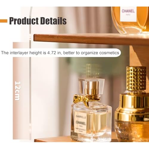 20 Inches Bamboo Cosmetic Organizer, Large Vanity Organizer, Makeup Organizer Countertop, Skincare Organizer Countertop