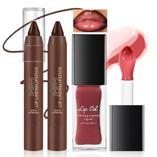 HOSAILY Nourishing Lip Oil & Liner Set - Glossy Ombre Lip Combo