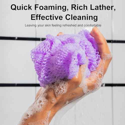 African Net Sponge, 2 Pack African Bath Sponge Scrub Net, Gentle Exfoliation for Daily Shower Use, Pink and Purple