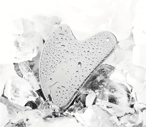 GYQORPHA Silver Stainless Steel Gua Sha Facial Tool for Face & Jawline Massage