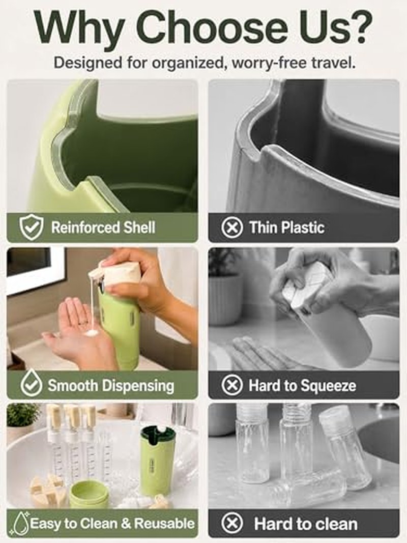 4-in-1 Travel Dispenser Bottles, TSA Approved Leak Proof (33ml)