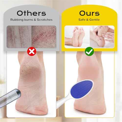 Foot File, Nano Glass Foot File Callus Remover with Handle, 2-in-1 Foot Scrubber Dead Skin Remover, Gentle Exfoliation Foot Buffer Pedicure Tools for Feet-Blue