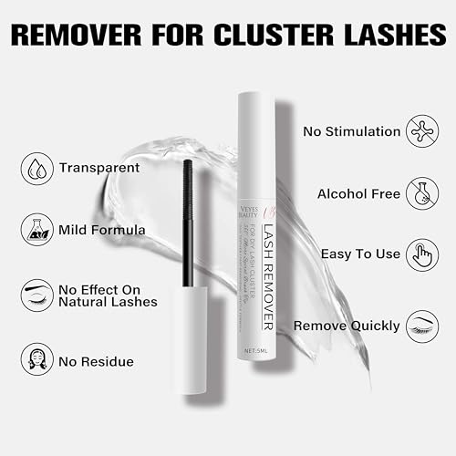 VEYESBEAUTY Cluster Lash Glue Remover 5ML Eyelash Remover for DIY Lash Extensions at home Clear Remover for Self-application Individual Lashes