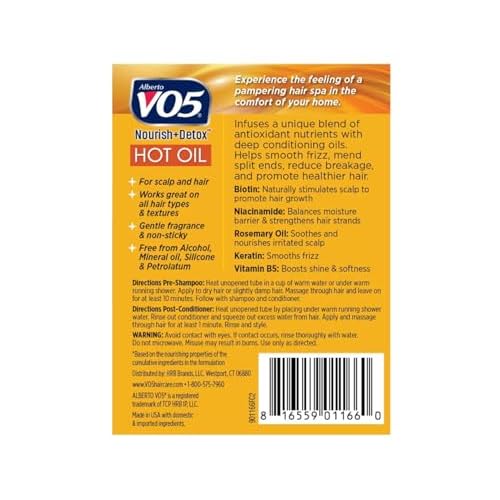 Alberto VO5 Moisturizing Hot Oil Treatment, 0.5 Ounce, 2-Count Tubes (Pack of 6)