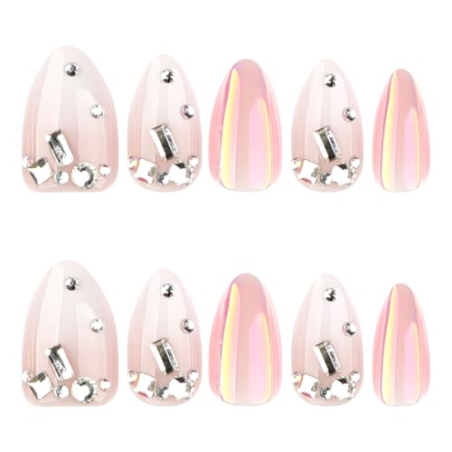 YIHONGYAN Almond Ombre Press-On Nails Kit - 24 Pcs Acrylic