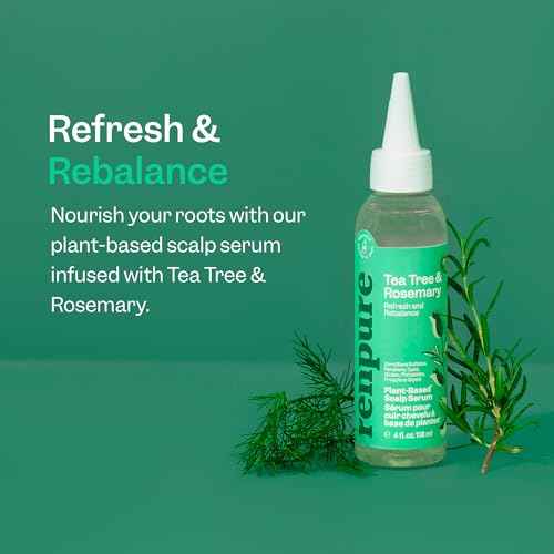Renpure Tea Tree & Rosemary Scalp Serum, Plant-Based - Refreshing & Rebalancing - For Moisturized, Soft Hair - For Oily/Normal Hair- Tea Tree Leaf Oil, Rosemary Leaf Extract - 4 Fl Oz