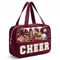 Cheer Makeup Bag with Chenille Letters - Clear Cosmetic Pouch for Cheerleaders