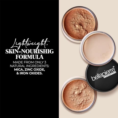 Bellapierre Mineral Foundation SPF 15 ? Loose Powder Foundation, Full Coverage Mineral Makeup with Matte Finish ? Vegan, Cruelty Free, Hypoallergenic, Oil & Talc Free ? 0.32 oz - Nutmeg