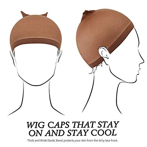 Teenitor 28 pack Brown Wig Caps,Elastic Nylon Stocking Caps