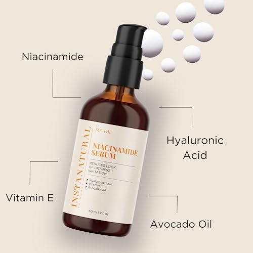 InstaNatural Niacinamide Face Serum, Hydrates, Soothes, Reduces Irritation, Redness, Lines, Wrinkles, and Other Signs of Aging, with Hyaluronic Acid and Vitamin E, 2 Fl Oz