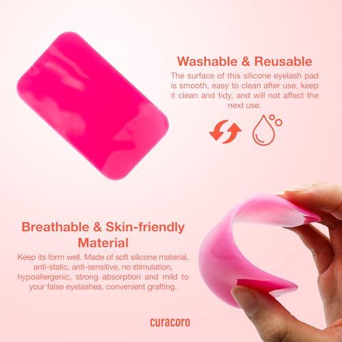 Curacoro Silicone Eyelash Extension Pads - Reusable Holder (Pack of 4)