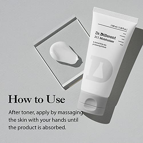 Dr.Different 311 Moisturizer for Dry Skin - Ceramide Face Hydrating Cream, Hypoallergenic Skin Barrier Lotion, 3.38 oz
