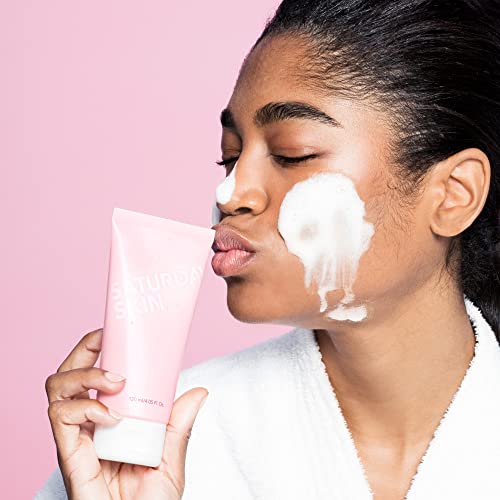 Saturday Skin Rub-A-Dub Refining Peel Gel Facial Cleansing Exfoliating Gels and Hydrating Foam Cleanser Natural Ingredients Anti-aging Makeup Remover and Face Wash