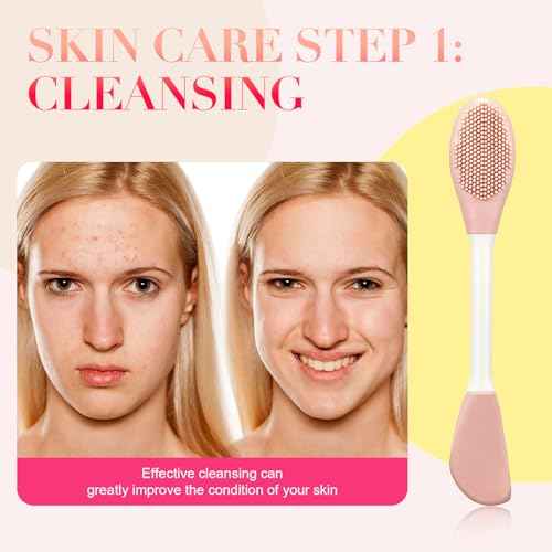 Ultra Soft Silicone Face Scrubber Set - 8 Piece Manual Gentle Facial Cleansing Brush & Pore Exfoliator, Deep Cleansing and Travel-Friendly