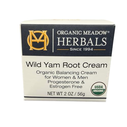 Organic Meadow Herbals Wild Yam Root Cream - USDA Certified Organic Balancing Cream for PMS & Menopause Relief - Estrogen & Progesterone-Free. Handmade by us. Woman-owned & Operated Since 1994 (2 oz)