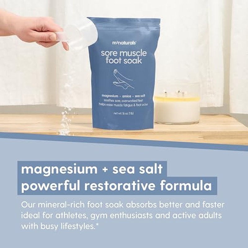 Sore Muscle Foot Soak with Magnesium & Arnica - 16 oz | Relaxing Bath Salts for Tired Feet