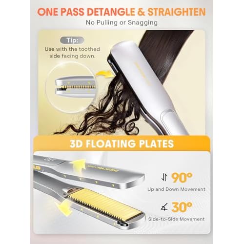 SHEGLAM Wide Flat Iron Hair Straightener 1.5 inch Sleek Chic Wide Glide, 10 Million Negative Ion, 60s Quick Heating