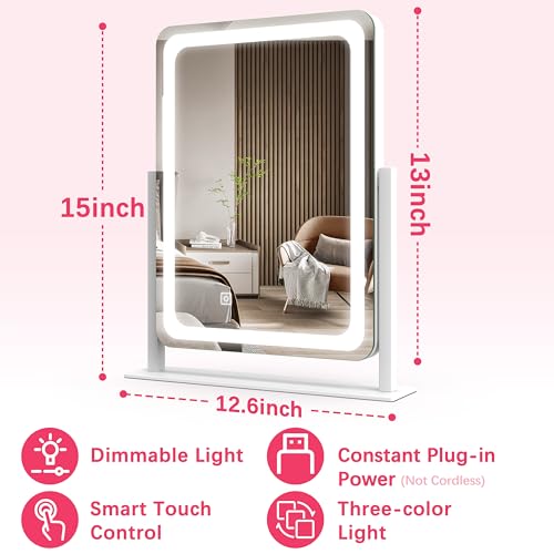ROLOVE LED Vanity Mirror 12.6x15 with Touch Dimming
