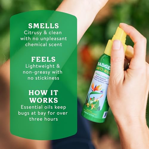 Badger All Natural Bug Spray - Family Friendly Mosquito Repellent, 2.7 fl oz