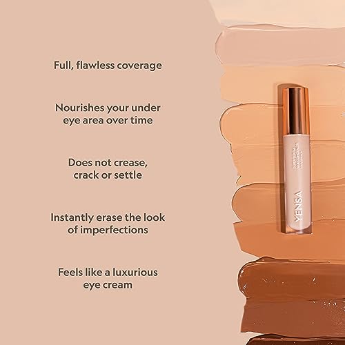 YENSA Super Serum Silk Concealer - Full Coverage Undereye Concealer & Peptides Serum for Face - Enriched with Vitamins C & E, Bakuchiol & Superfoods to Boost Radiance - Light 1 (0.2 Fl oz)