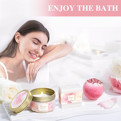 Rose Spa Gift Basket Set for Women | Self-Care Bath & Body