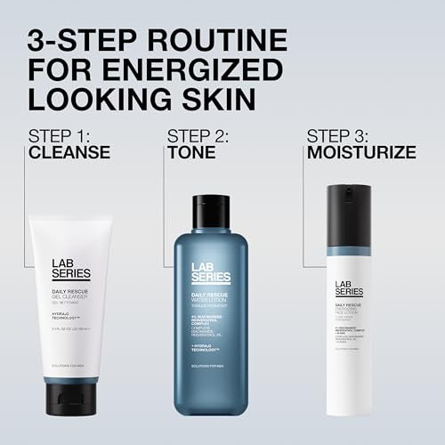 Lab Series Men's Daily Rescue Water Lotion Toner - Moisturizing Essence Skin Care for Men - Hydrating Face Toner with Niacinamide, 6.7 Fl Oz
