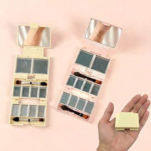 Mini Foldable Magnetic Makeup Palette - 2-Pack with Mirror & 10 Pans