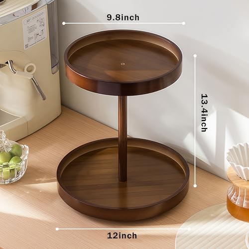 Bamboo 360° Rotating Makeup Organizer | 2-Tier Vanity Turntable