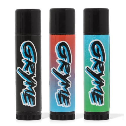 GRYME Lip Balm Set | 3-Pack | Ultra-Hydrating Lip Moisturizer | Natural with Shea Butter, Aloe & Vitamin E | For Kids, Teens, Women and Men