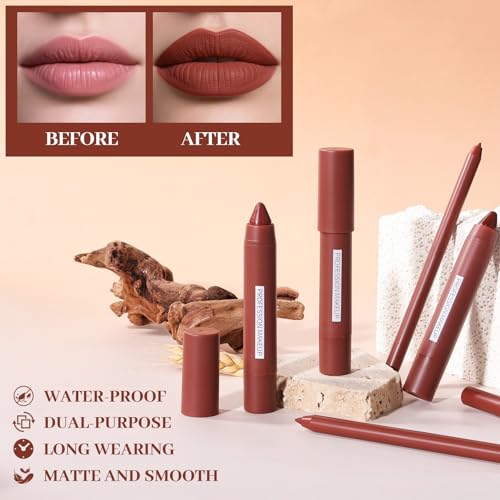 DAGEDA 3-Piece Matte Lip Liner & Lipstick Set, Waterproof