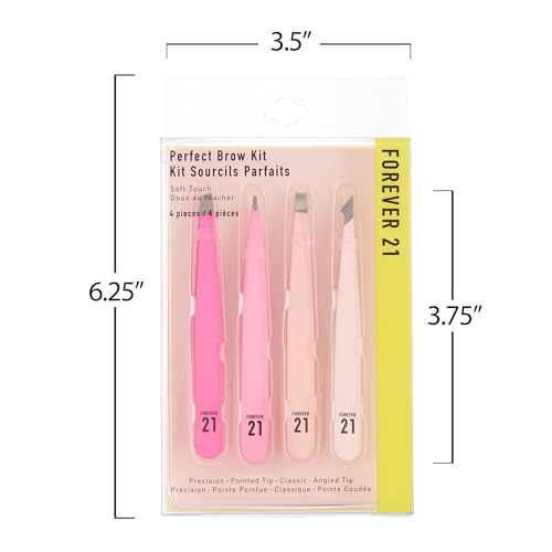 Perfect Brow Kit - 4pk Soft Touch Tweezers, Hair Removal Tweezers For Women |Angled and Pointed Tweezer Set, Precision Tweezers For Fine Ingrown Hair & Everyday Grooming